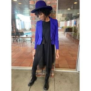 80s Vintage, YSL, Peplum, Plum, Cropped Blazer